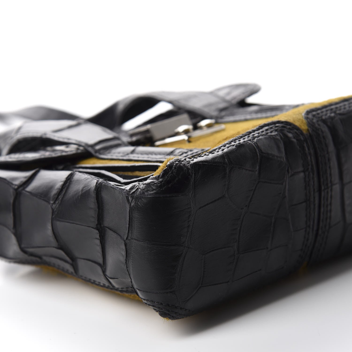 3.1 Phillip Lim 3.1 Calf Hair Calfskin Crocodile Embossed Mini Pashli Satchel Antique Grey Olive 6 of 10