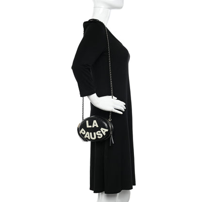 Chanel Lambskin Embroidered Chevron Quilted La Pausa Tassel Clutch Black 2 of 10