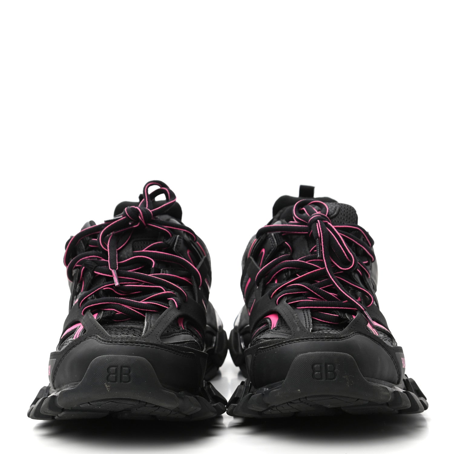 Balenciaga Mesh Rubber Bi-Color Womens Track Sneakers 39 Black Neon Pink 2 of 8
