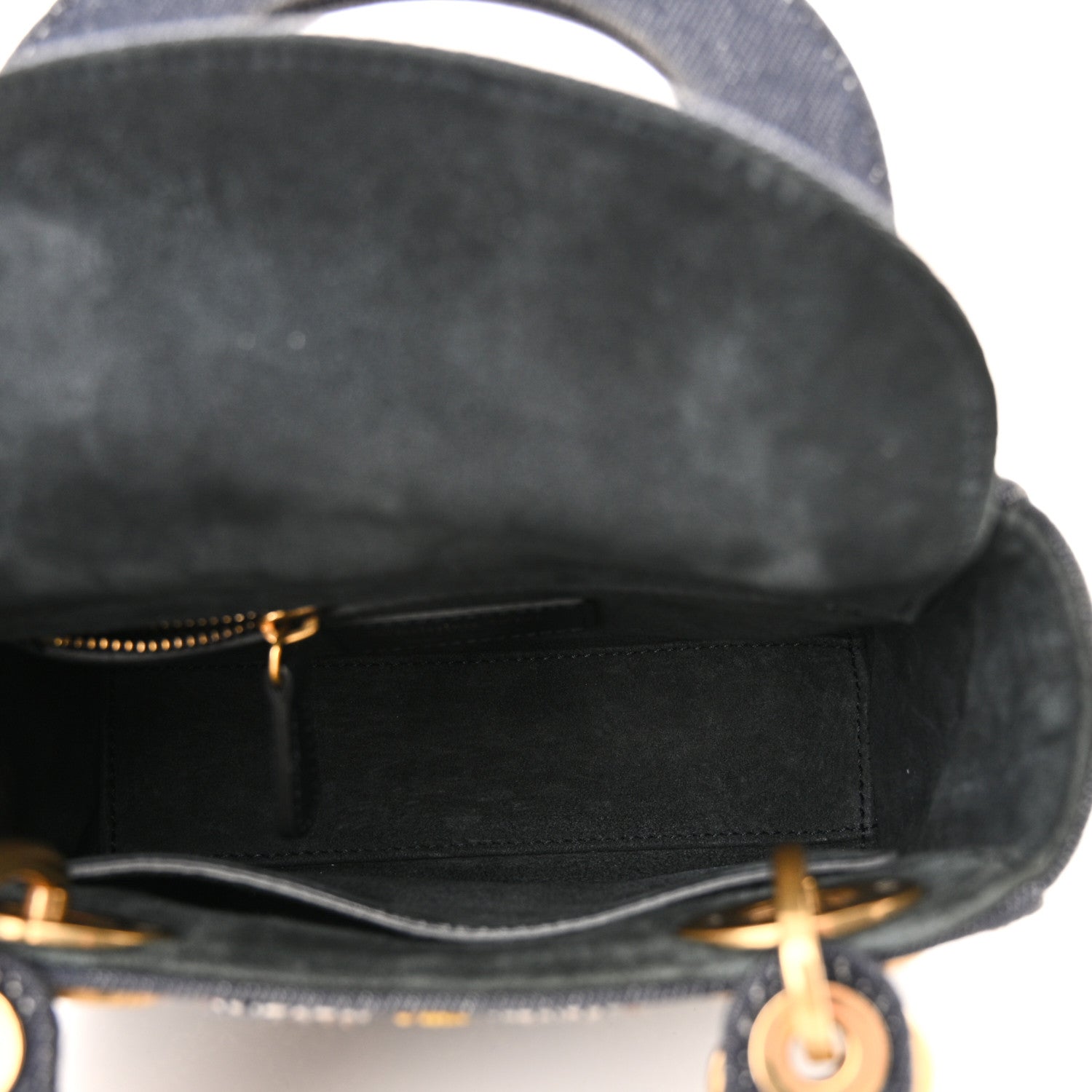 Christian Dior Denim Embroidered Beaded Mini Lady Dior Blue Multicolor 5 of 9