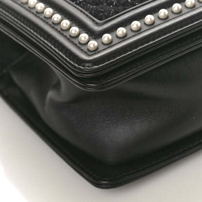 Chanel Calfskin Pearl Tweed Medium Boy Flap Black 8 of 9
