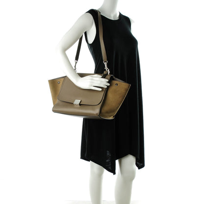 Celine Drummed Calfskin Suede Medium Trapeze Dune 2 of 7
