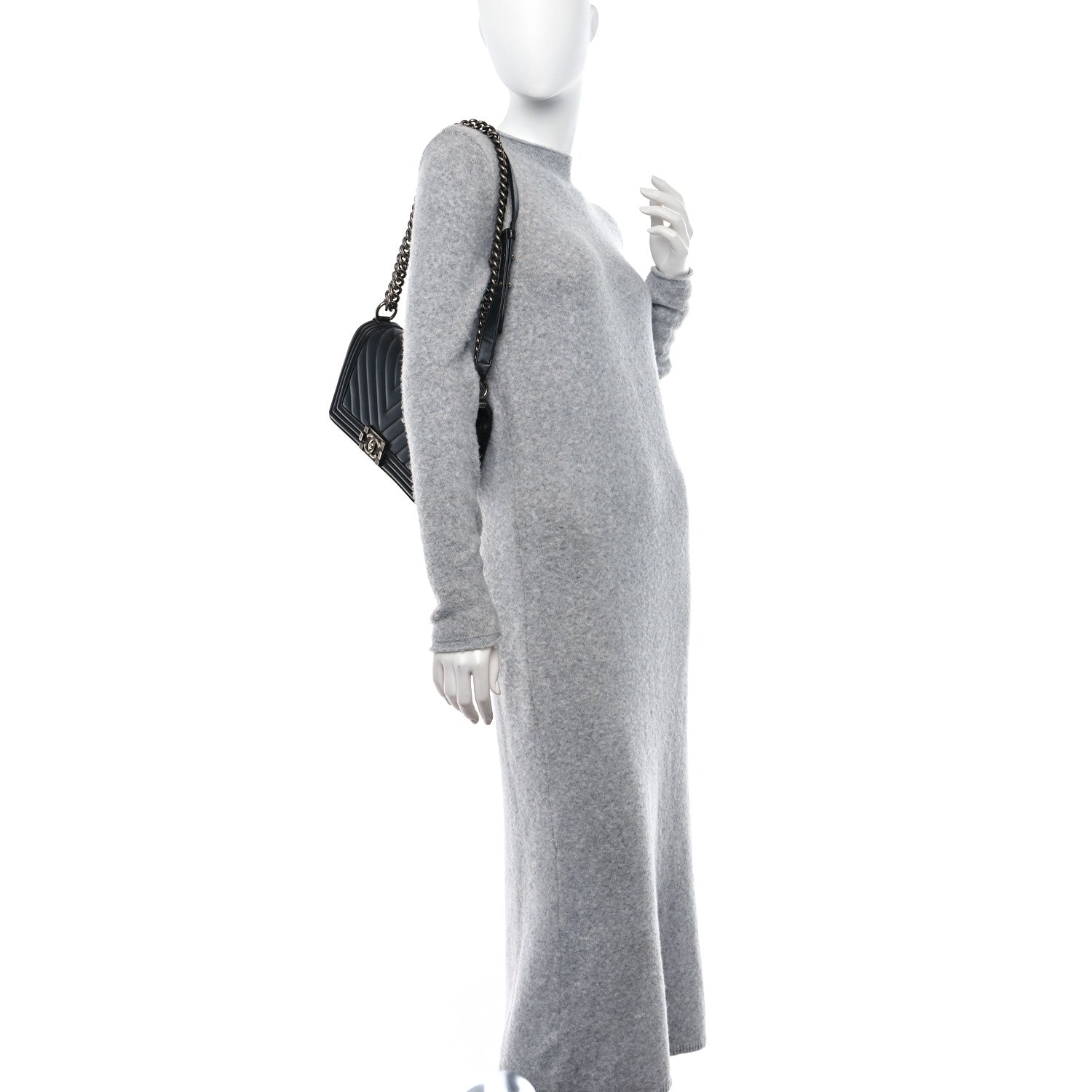 Chanel Lambskin Chevron Quilted Medium Boy Flap Black 2 of 12