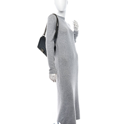 Chanel Lambskin Chevron Quilted Medium Boy Flap Black 2 of 12