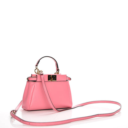 Fendi Shiny Nappa Micro Peekaboo Iconic Satchel Rosa Fluo 3 of 10