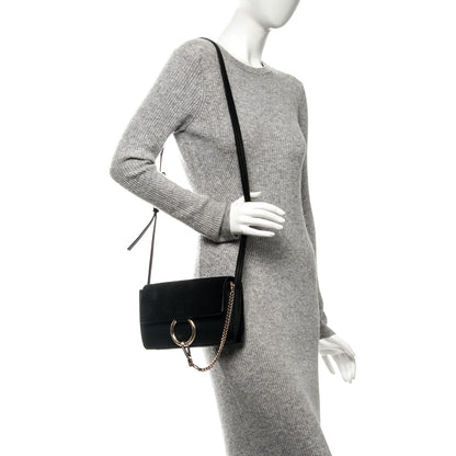 Chloe Suede Calfskin Small Faye Shoulder Bag Black 2 of 7