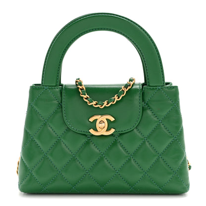 Chanel Shiny Aged Calfskin Quilted Nano Kelly Shopper Green 1 of 15
