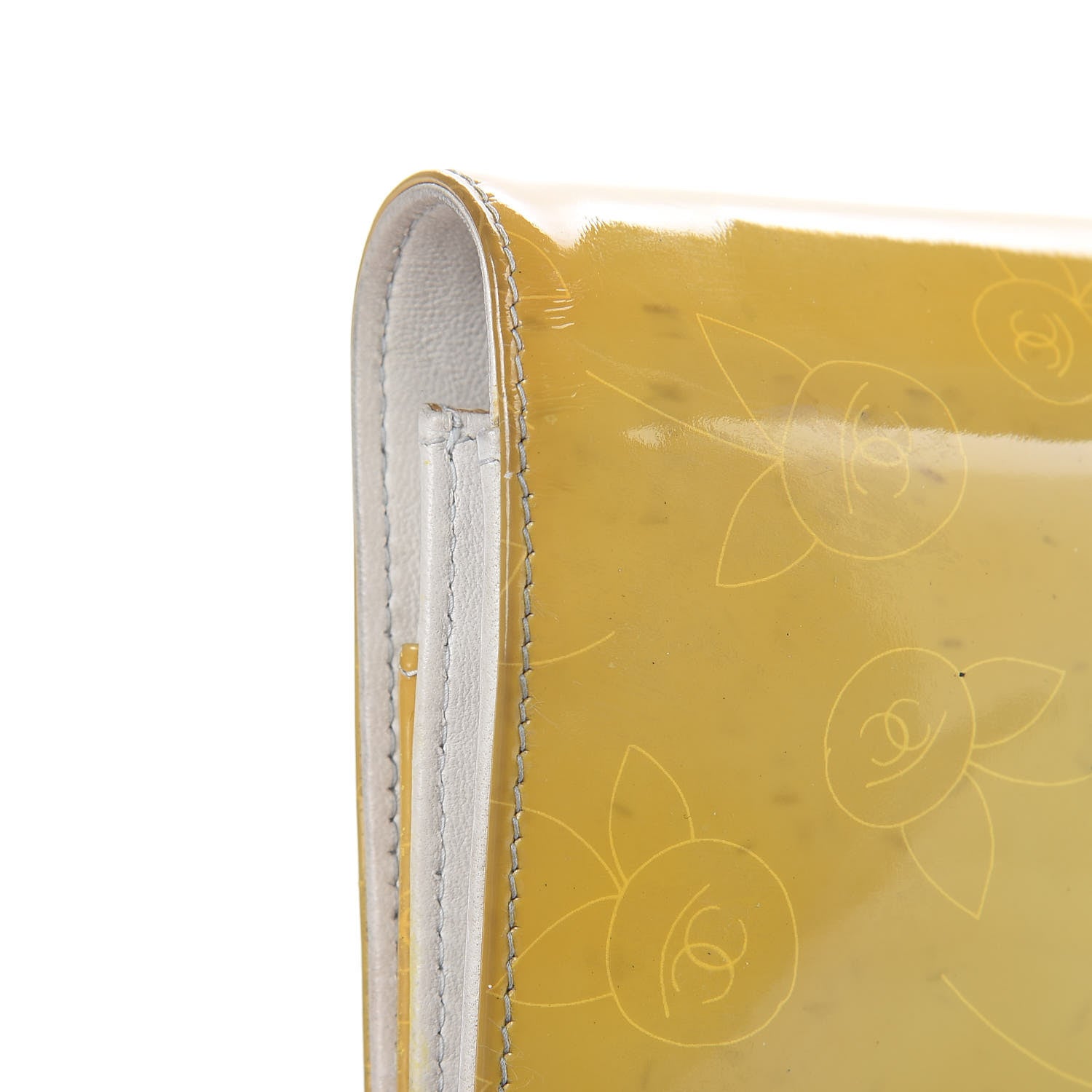 Chanel Patent Camellia Print Wallet On Chain WOC Yellow 14 of 17