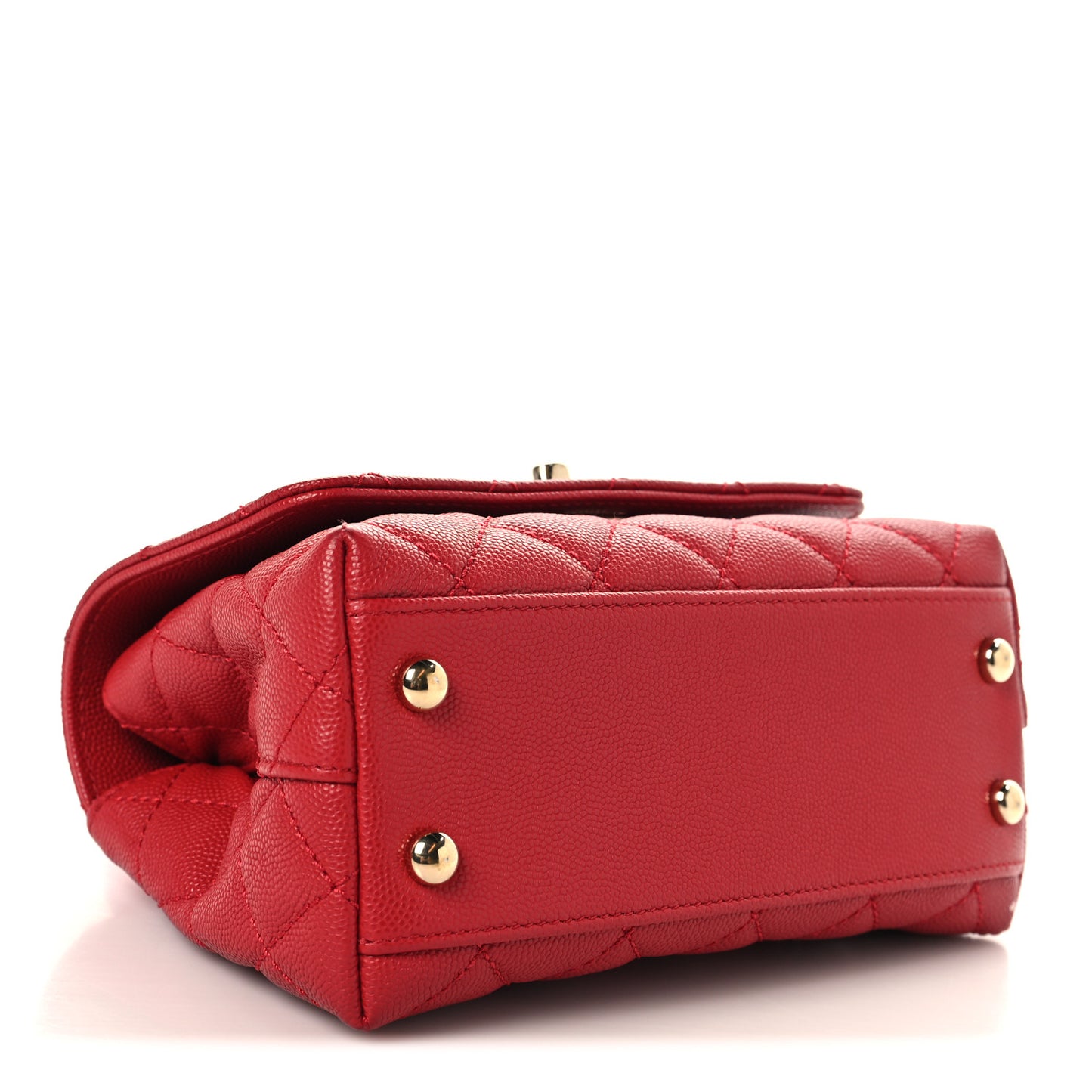 Caviar Lizard Embossed Quilted Extra Mini Coco Handle Flap Red