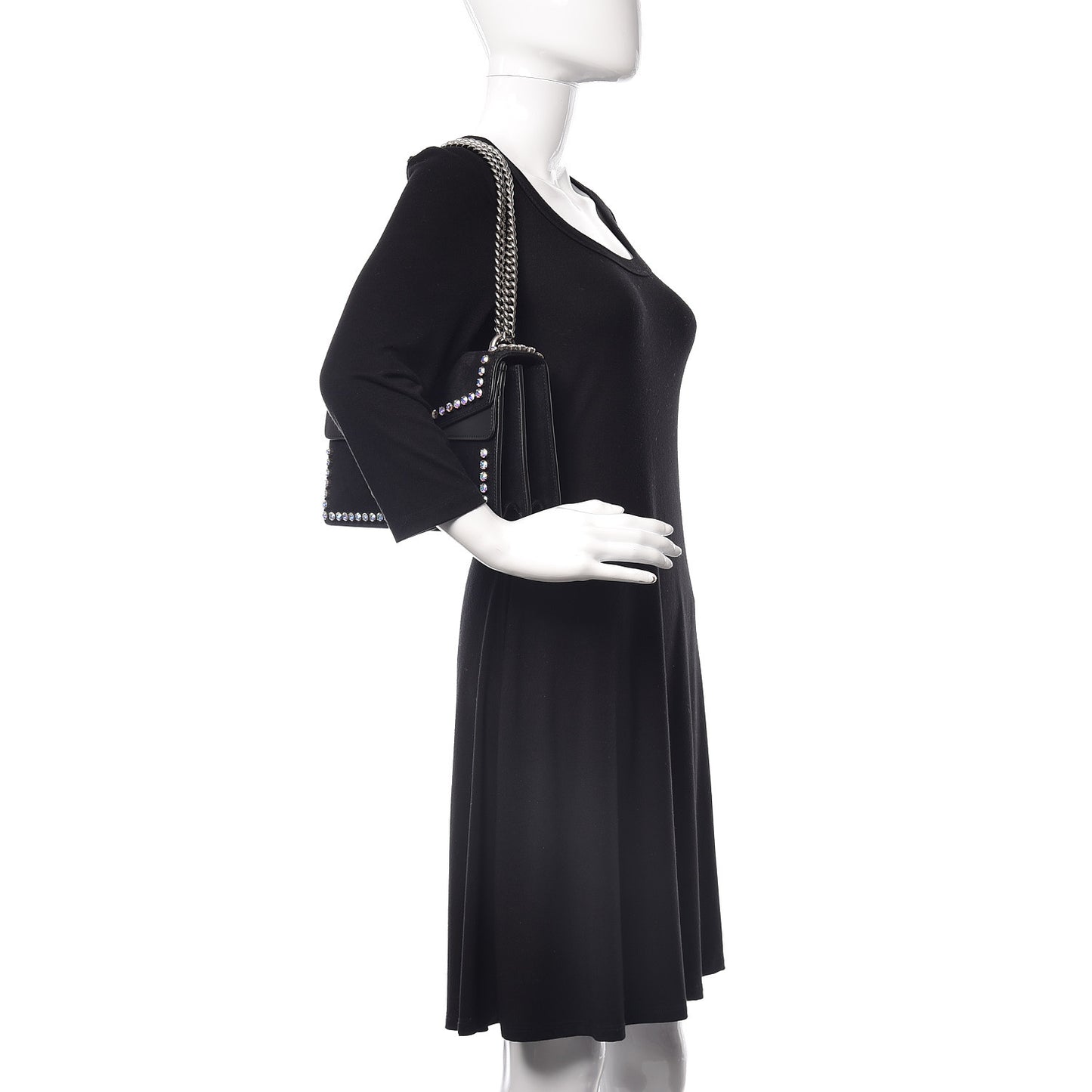 Suede Crystal Small Dionysus Shoulder Bag Black
