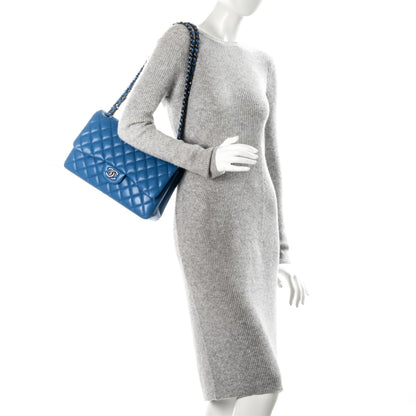 Chanel Caviar Quilted Jumbo Double Flap Blue 2 of 8