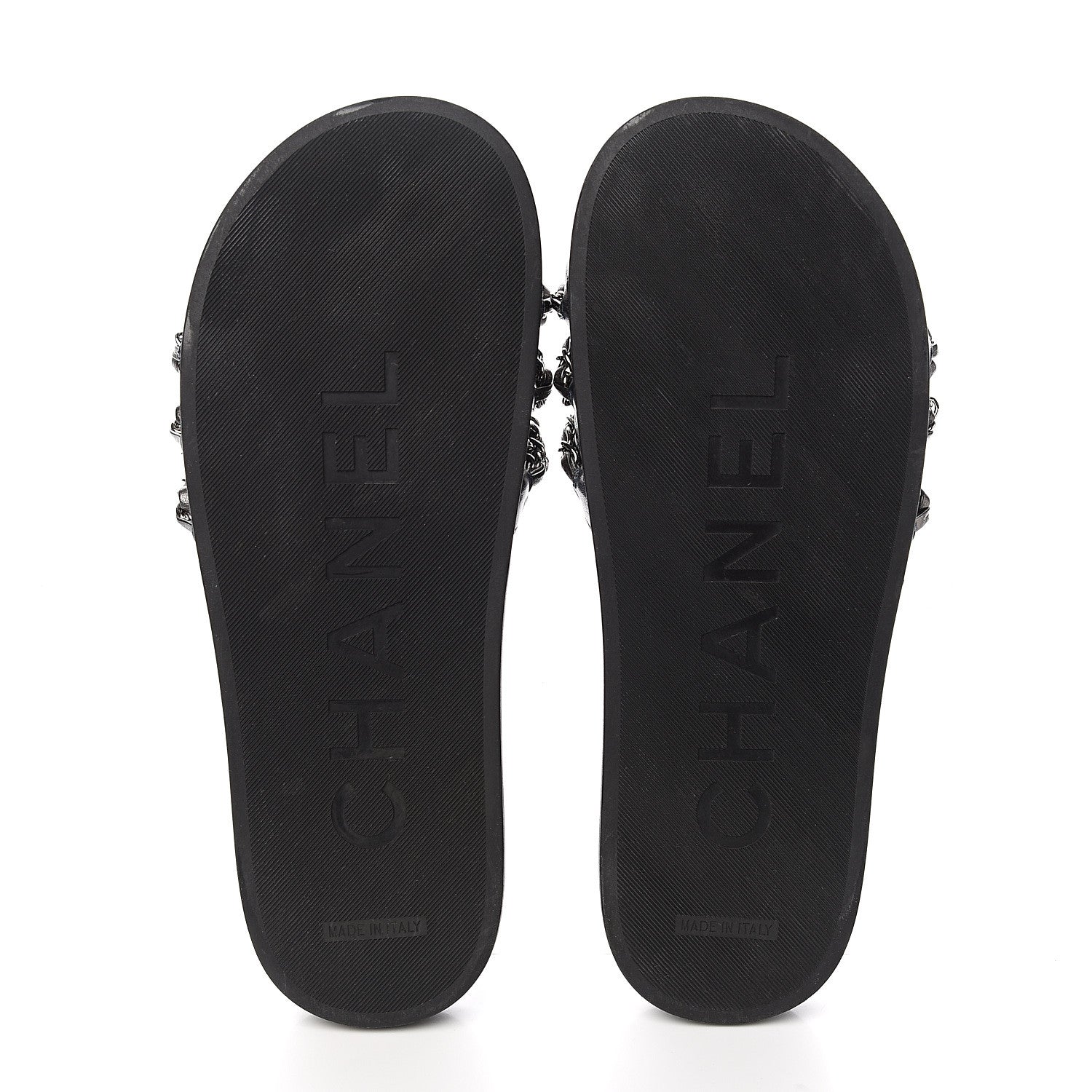 Chanel Lambskin Chain Slides Sandals Flats 39 Silver 5 of 9