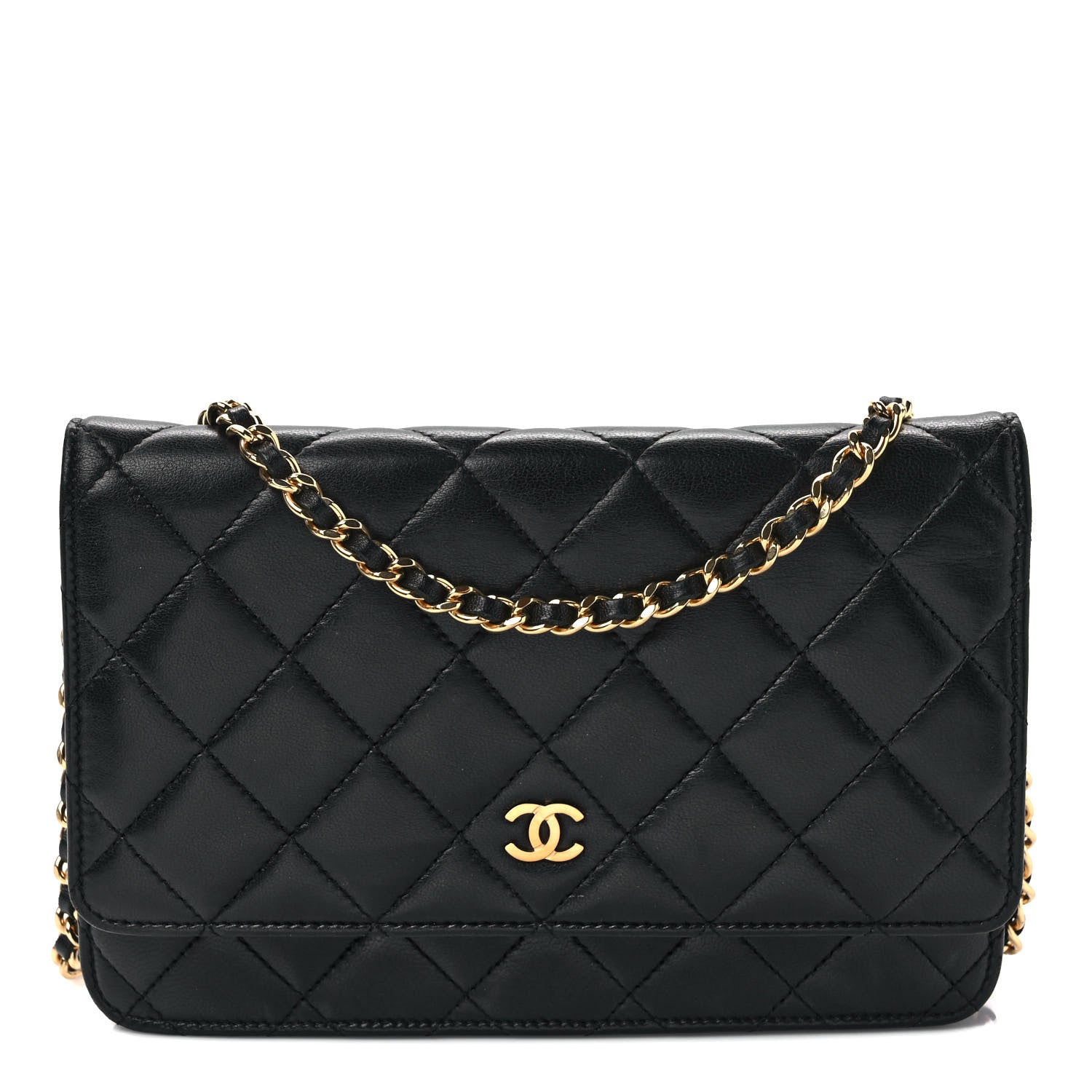 Chanel Lambskin Quilted Wallet On Chain WOC Black 1 of 10