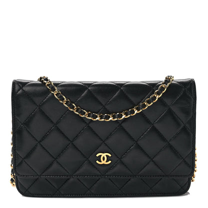 Chanel Lambskin Quilted Wallet On Chain WOC Black 1 of 10