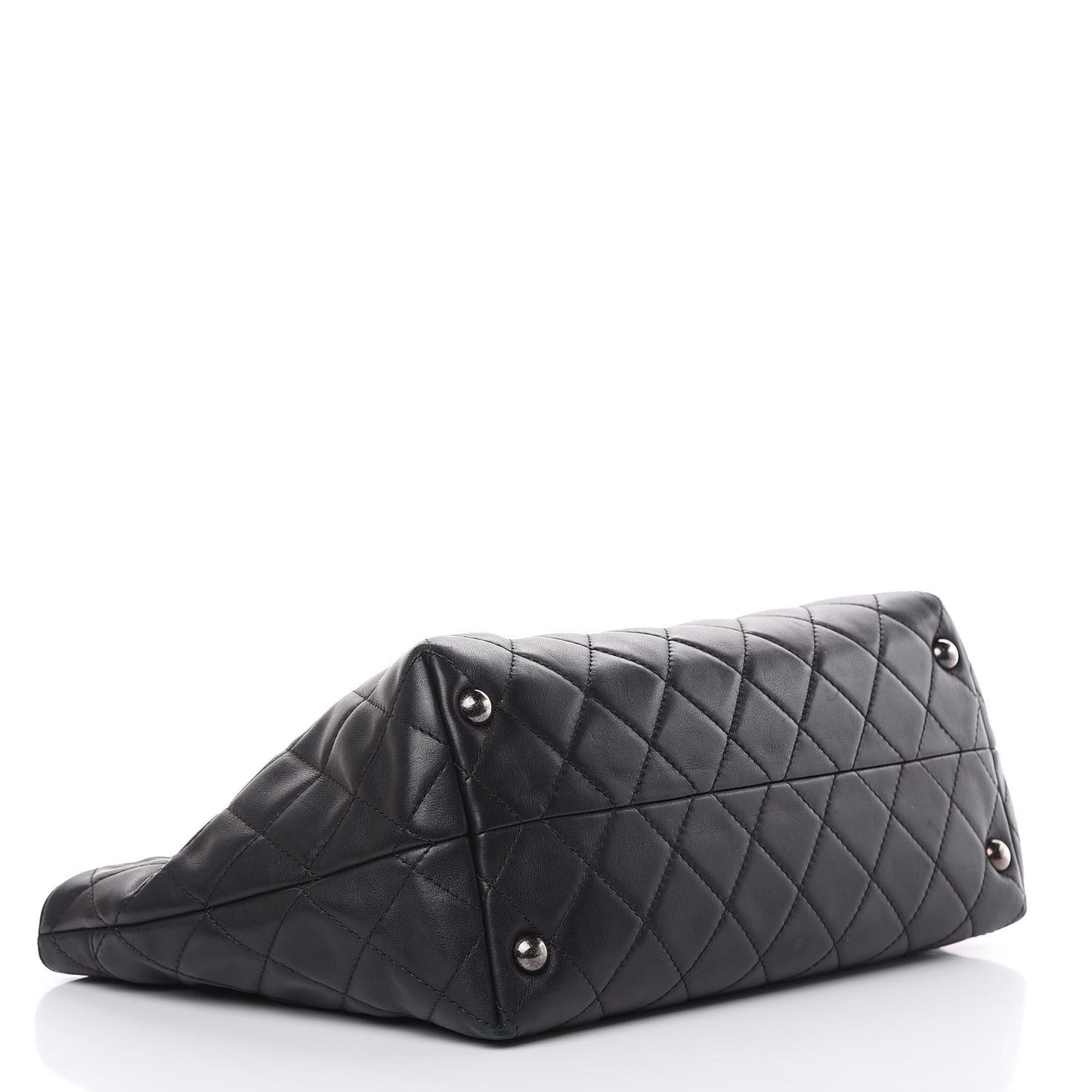 Calfskin Quilted Small Shopping In Chains Tote Black