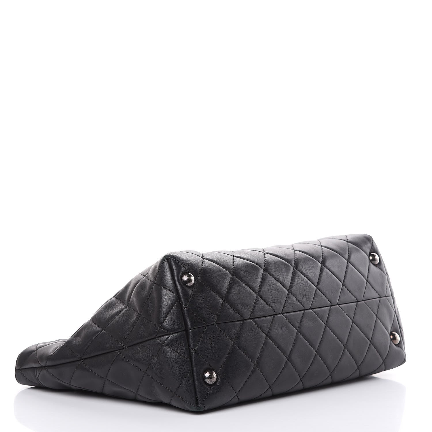 Chanel Calfskin Quilted Small Shopping In Chains Tote Black 4 of 15