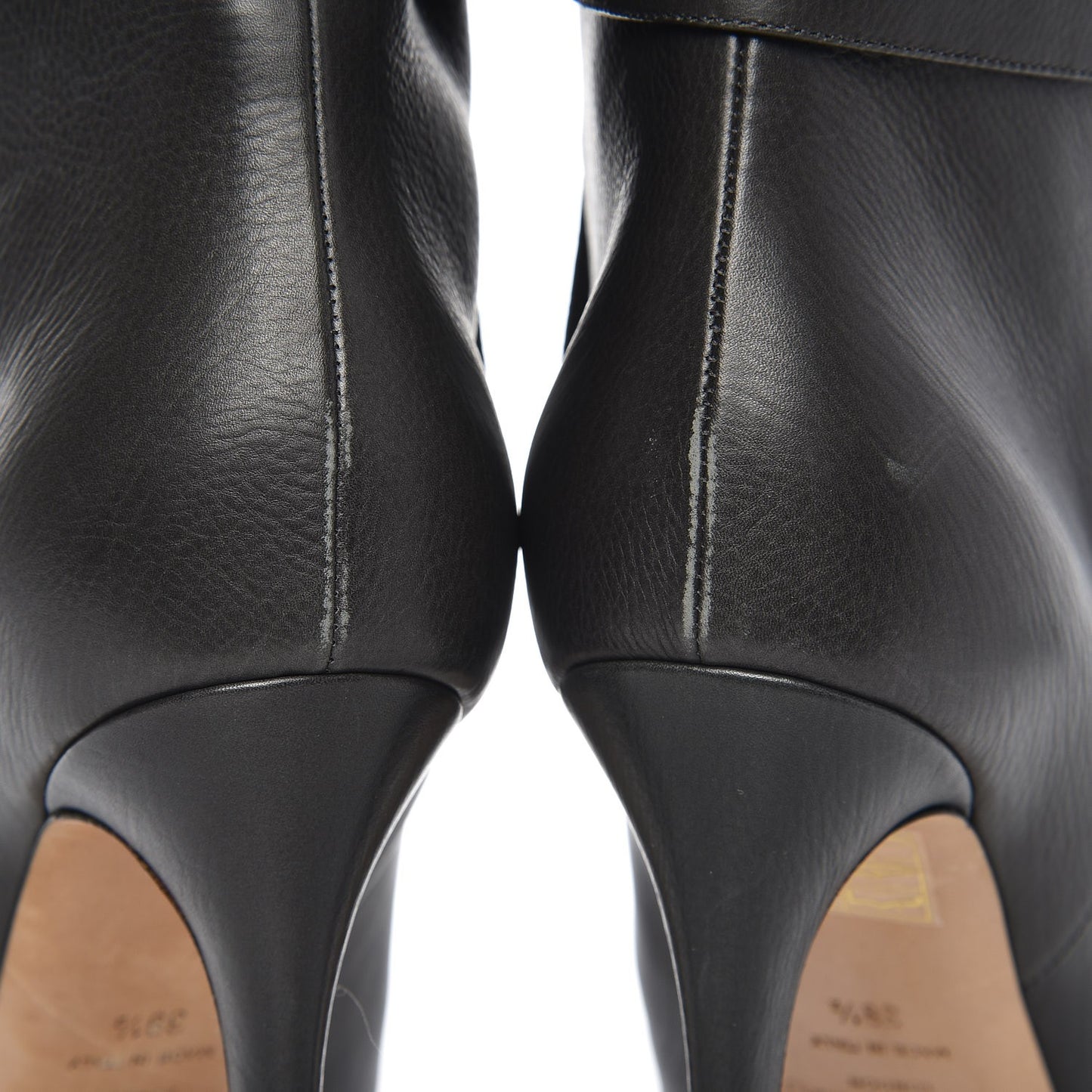Calfskin Wrap Around Mid Calf Boots 39.5 Dark Grey