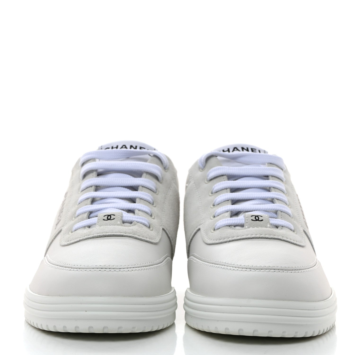 Chanel Calfskin Suede Coco Mark Logo Womens Sneakers 38 White 2 of 9