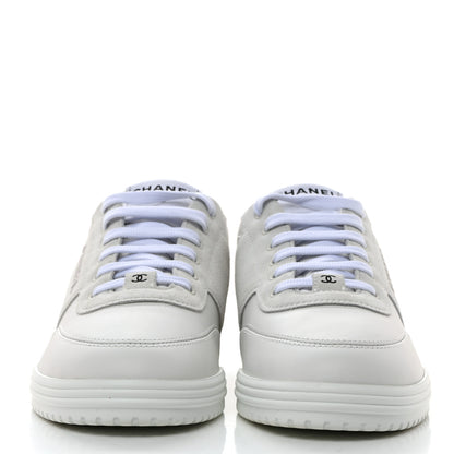 Chanel Calfskin Suede Coco Mark Logo Womens Sneakers 38 White 2 of 9