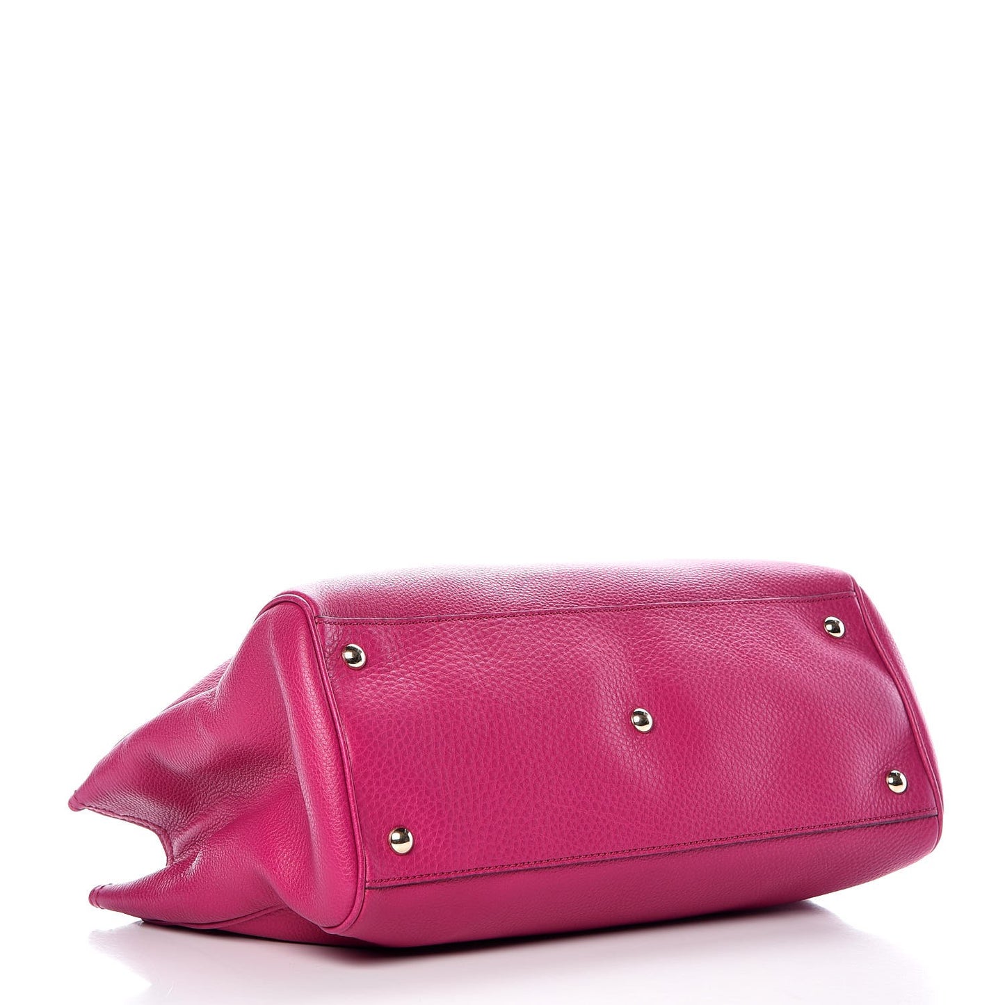 Pebbled Calfskin Medium Bamboo Shopper Tote Bright Bougainvillea