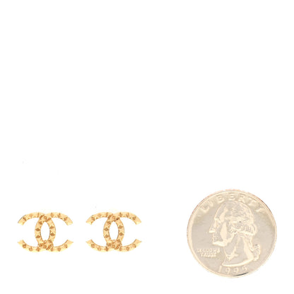 Chanel Studded CC Earrings Gold 2 of 4