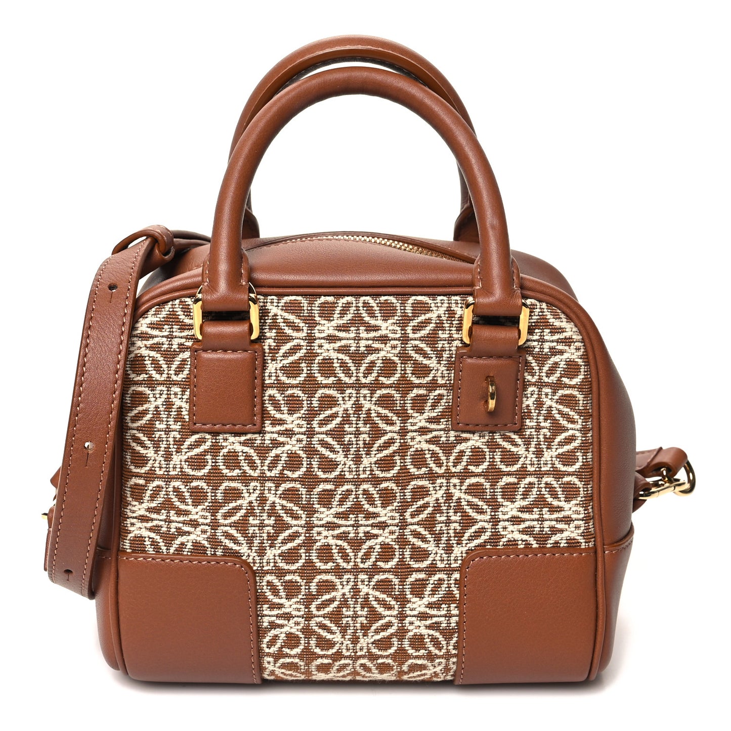 Jacquard Anagram Calfskin Mini Amazona 16 Square Bag Tan