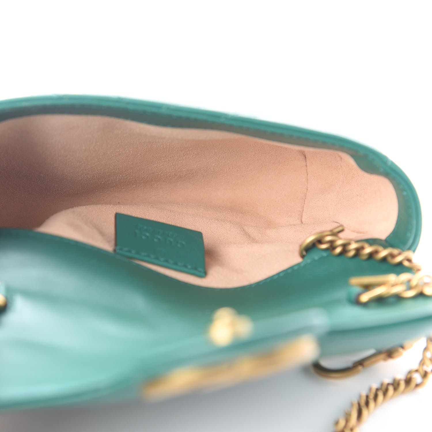 Gucci Calfskin Matelasse Super Mini GG Marmont Shoulder Bag Emerald Green 5 of 9