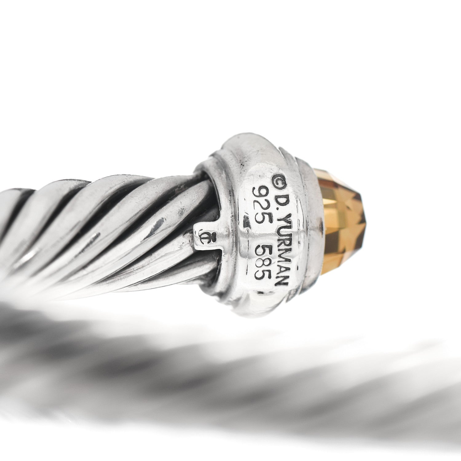 David Yurman Sterling Silver 14K Yellow Gold Citrine 7mm Cable Classics Bracelet 4 of 4