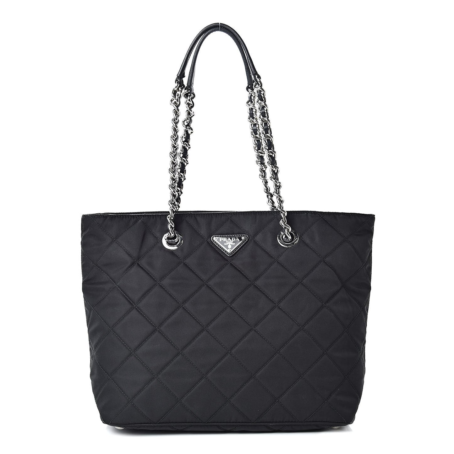 Nylon Tessuto Impuntu Quilted Shoulder Bag Black