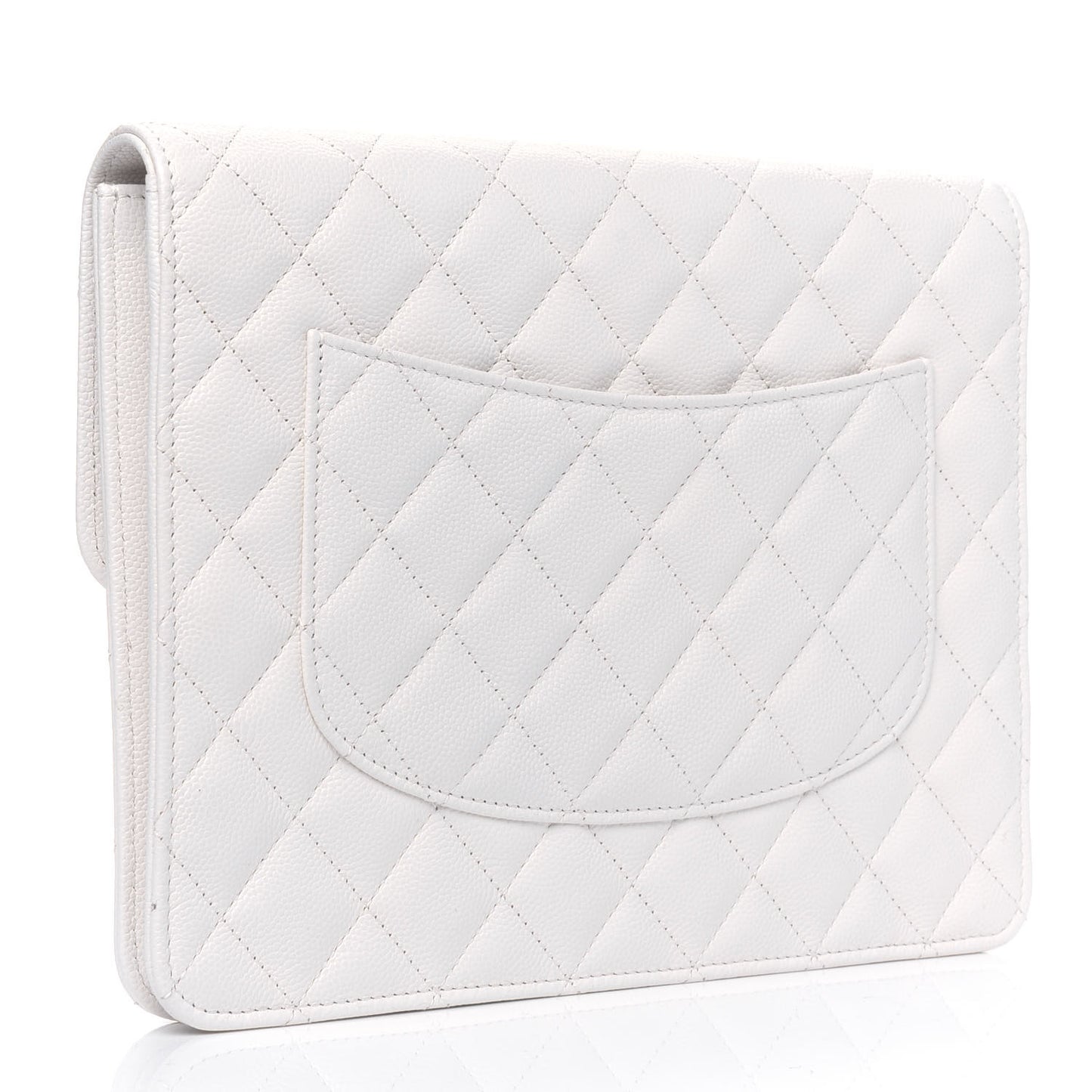 Caviar Quilted Square Flap Clutch White