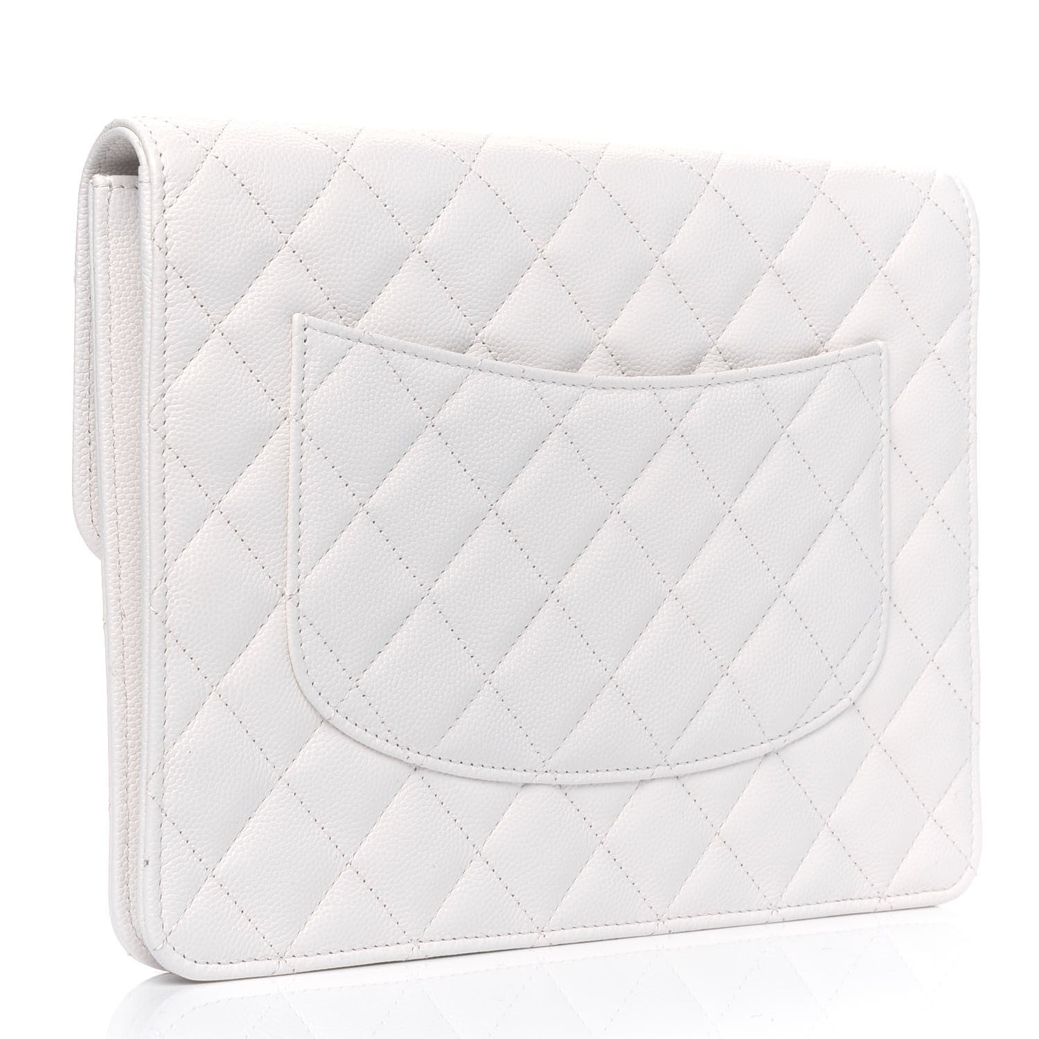Chanel Caviar Quilted Square Flap Clutch White 2 of 4