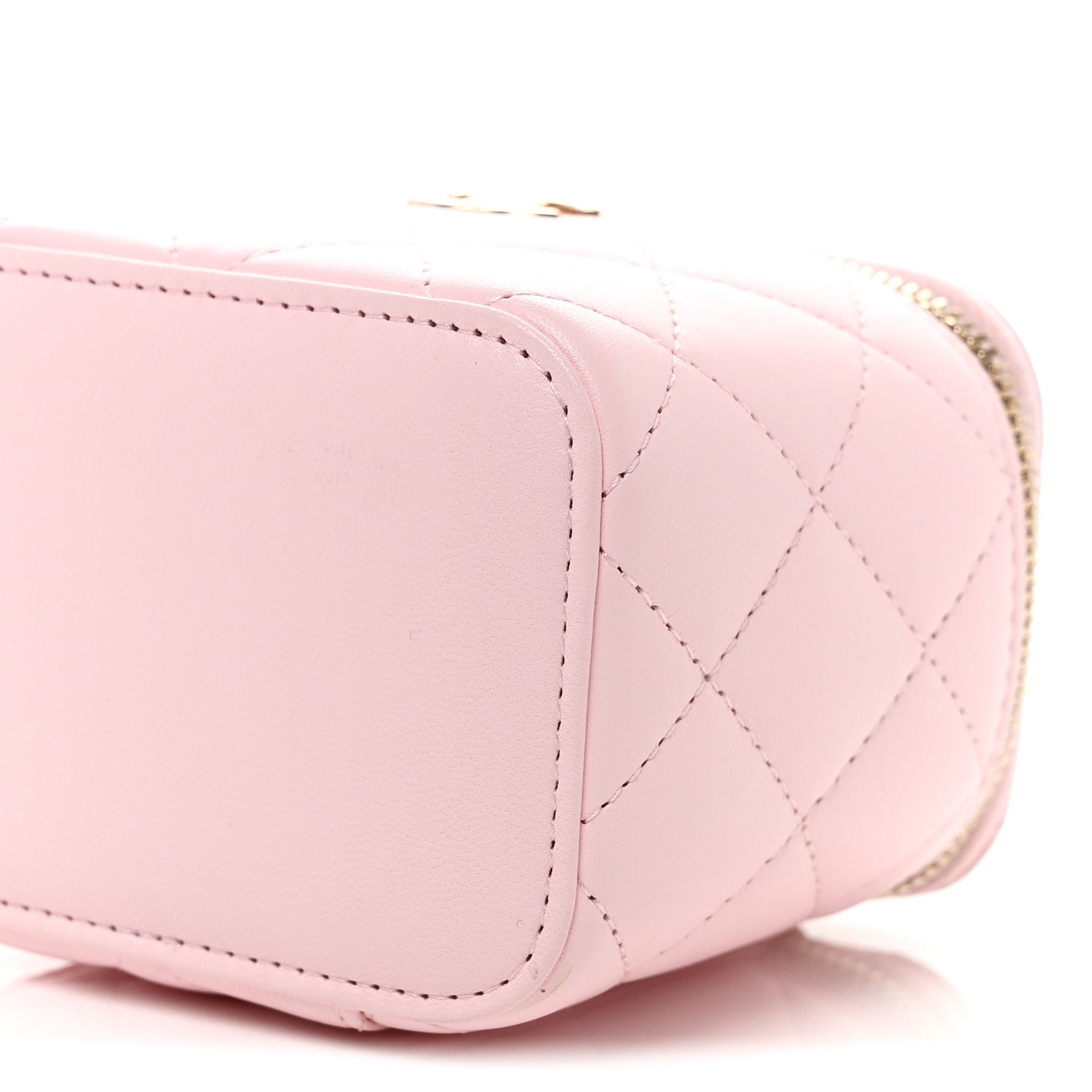 Chanel Lambskin Quilted Mini Vanity Case With Pearl Chain  Light Pink 10 of 11
