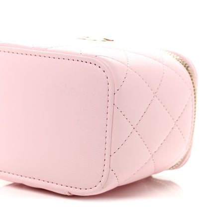 Chanel Lambskin Quilted Mini Vanity Case With Pearl Chain  Light Pink 10 of 11