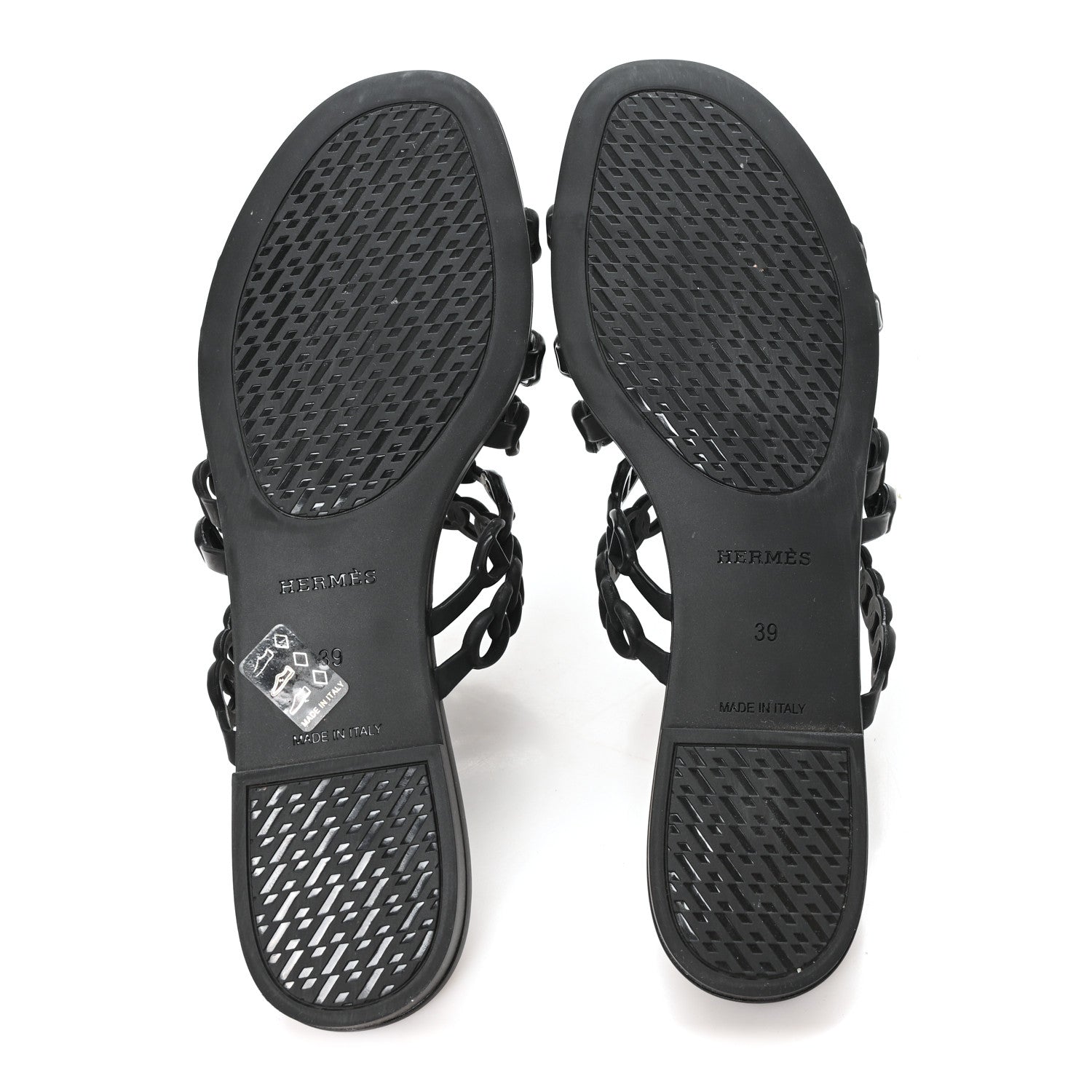 Hermes Rubber Chaine d'Ancre Nude Sandals 39 Black 6 of 9