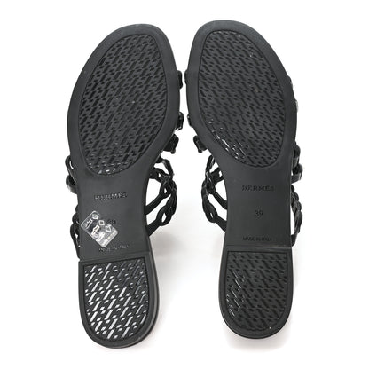 Hermes Rubber Chaine d'Ancre Nude Sandals 39 Black 6 of 9