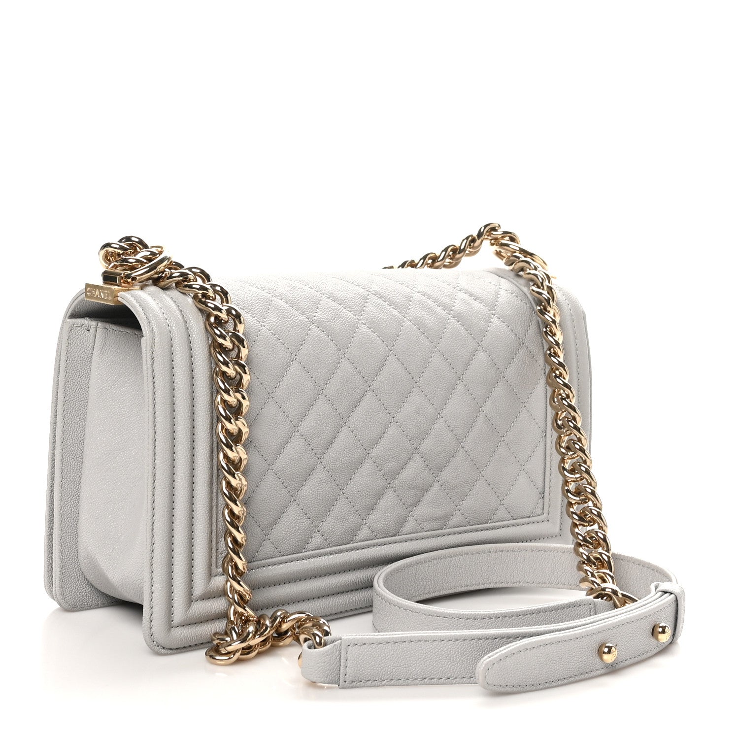 Chanel Caviar Quilted Medium Boy Flap Light Grey 3 of 10