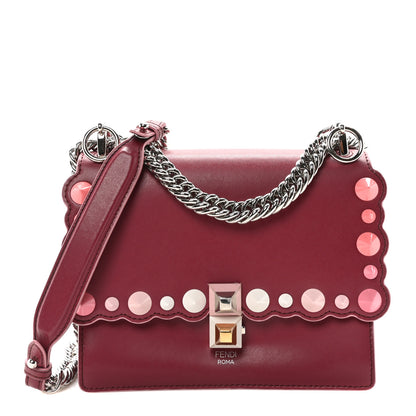 Fendi Vitello Liberty Scalloped Studded Small Kan I Shoulder Bag Black Cherry Multicolor 1 of 10
