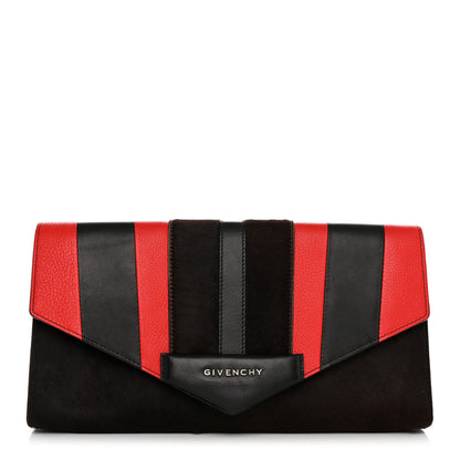 Givenchy Calf Hair Smooth Calfskin Medium Antigona Evening Clutch Black Red 1 of 7