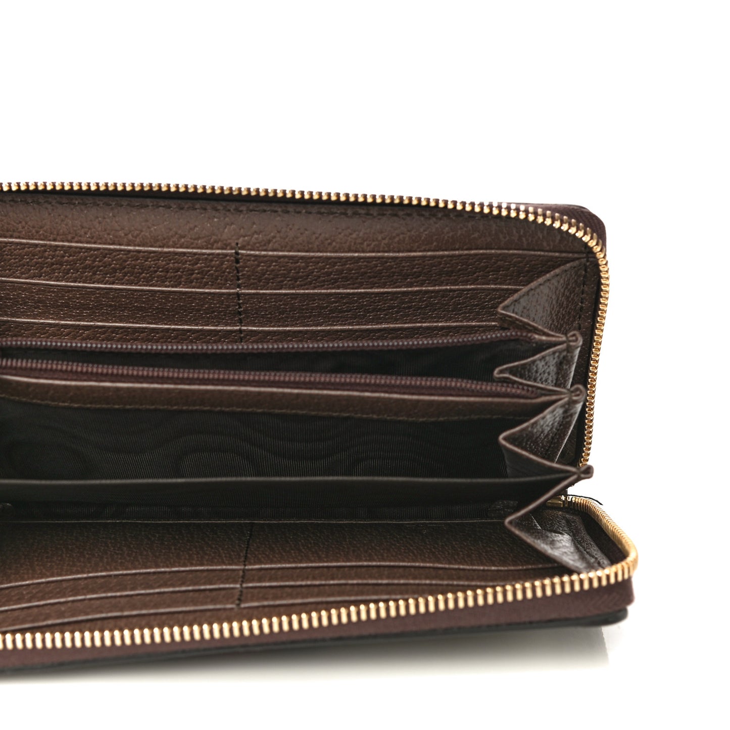 GG Supreme Monogram Web Ophidia Zip Around Wallet Brown