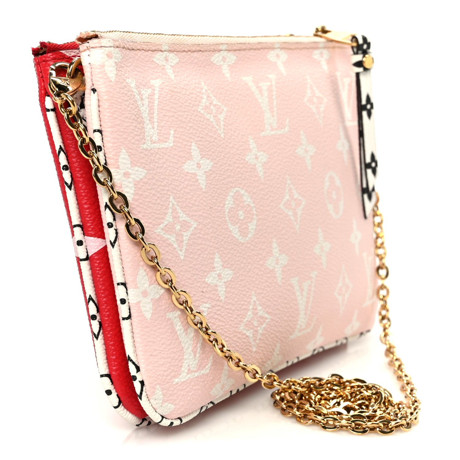 Louis Vuitton Monogram Giant Double Zip Pochette Rouge 1835466