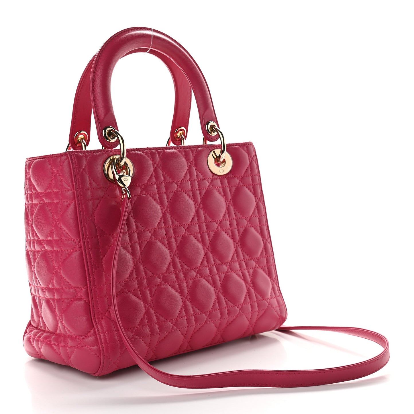 Lambskin Cannage Medium Lady Dior Fuchsia