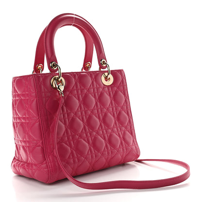 Christian Dior Lambskin Cannage Medium Lady Dior Fuchsia 2 of 9