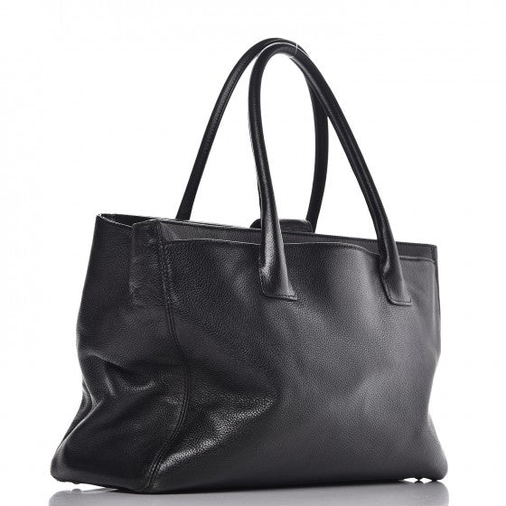 Calfskin Cerf Executive Shopper Tote Black