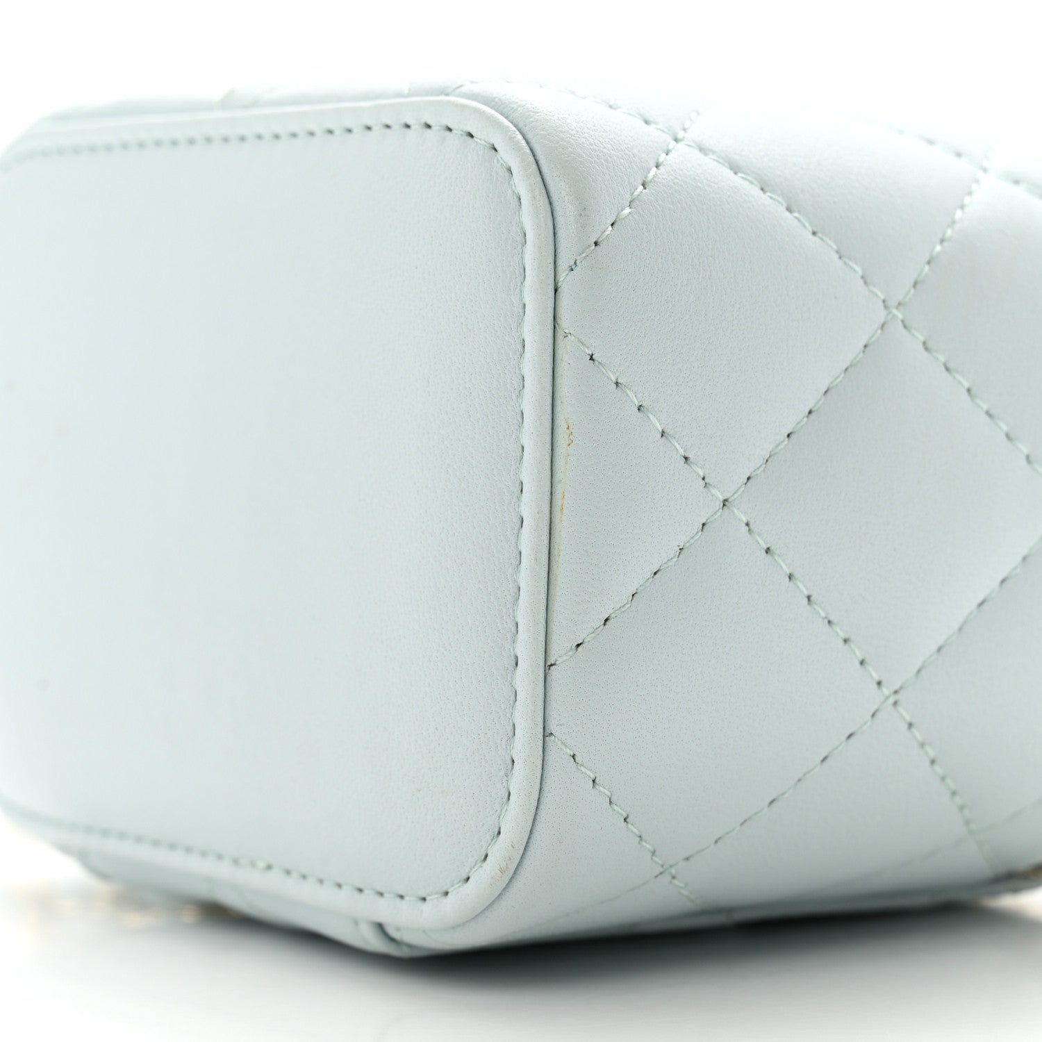 Chanel Lambskin Quilted Top Handle Mini Vanity Case With Chain Light Blue 10 of 12