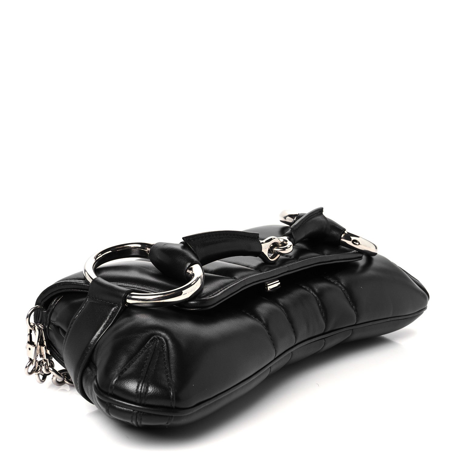 Gucci Nappa Vertical Matelasse Medium Maxi Horsebit Chain Shoulder Bag Black 4 of 11