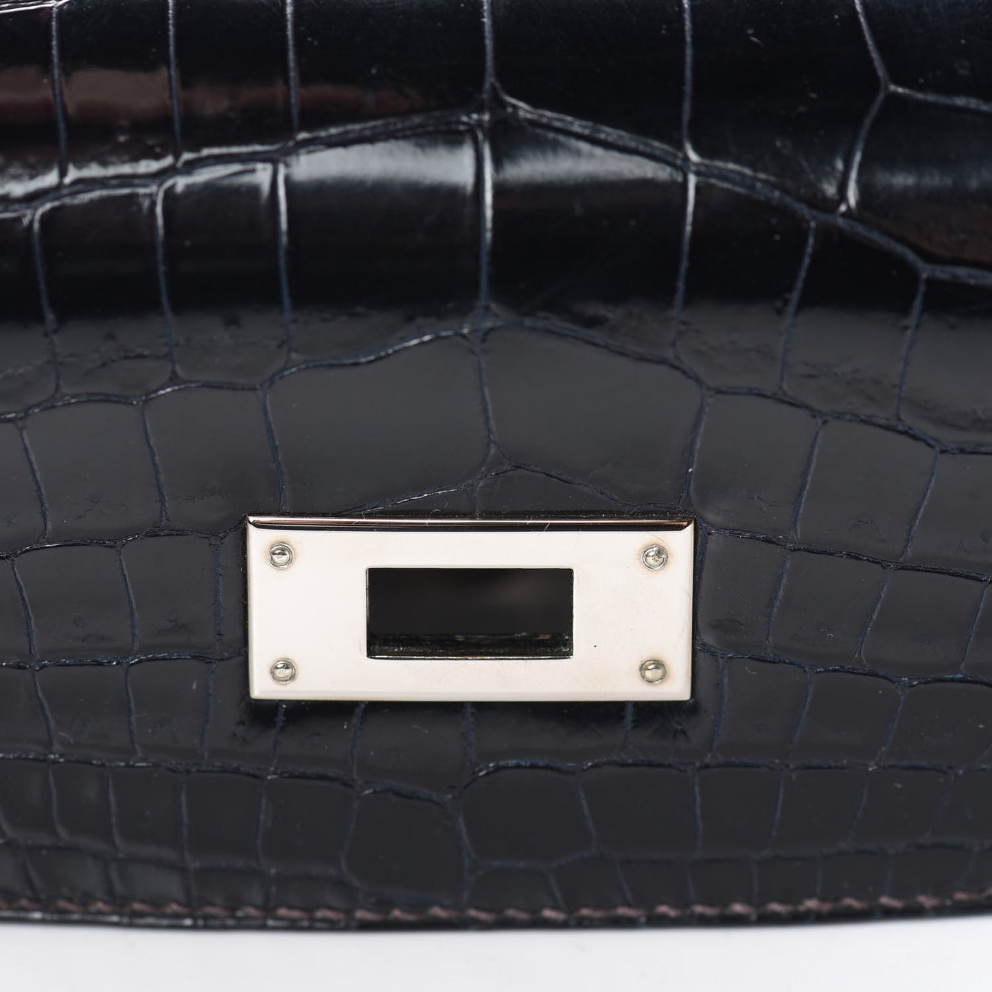 Shiny Niloticus Crocodile Kelly Sellier 28 Bleu Marine