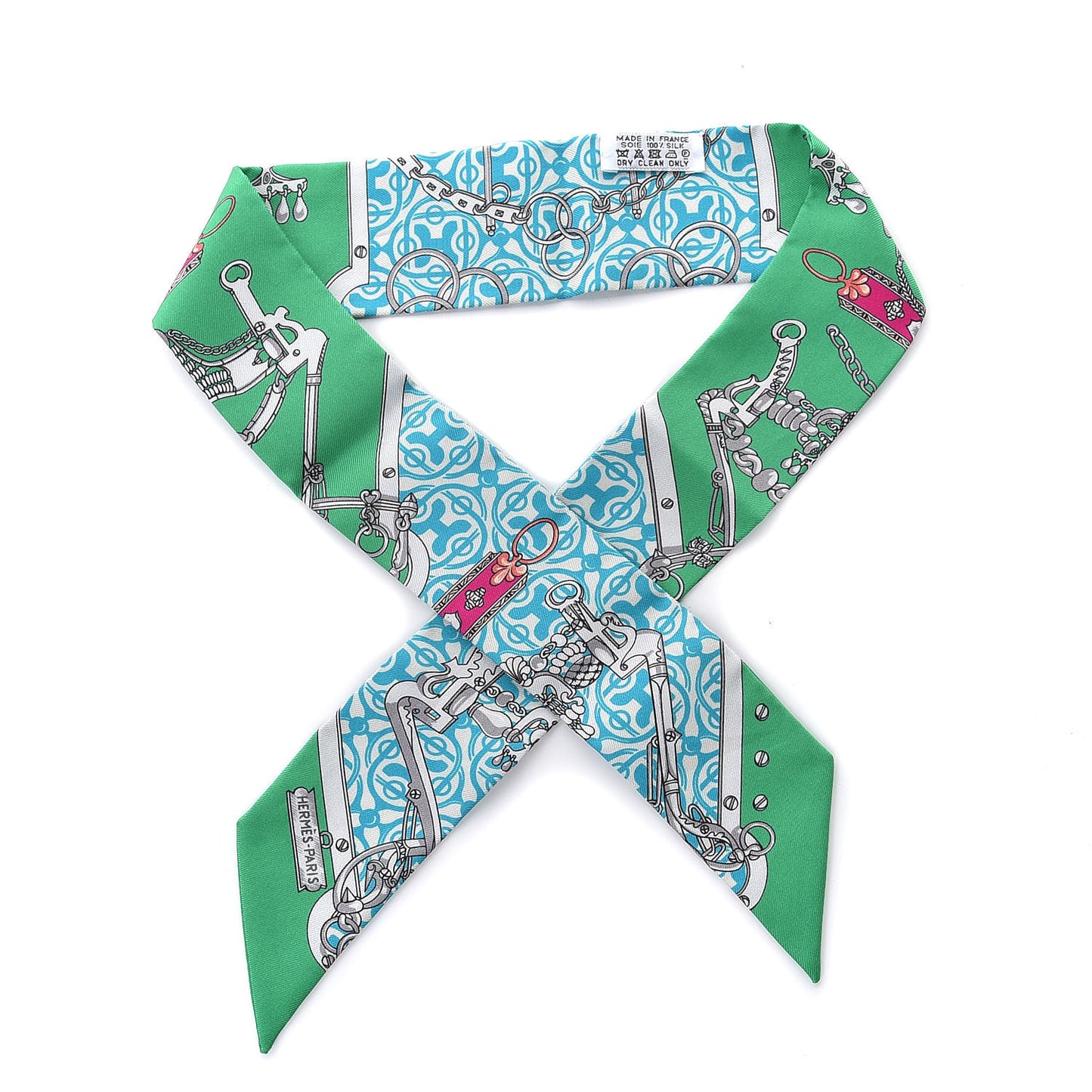 Silk Mors Et Gourmettes Remix Twilly Vert Vif Bleu Fuchsia