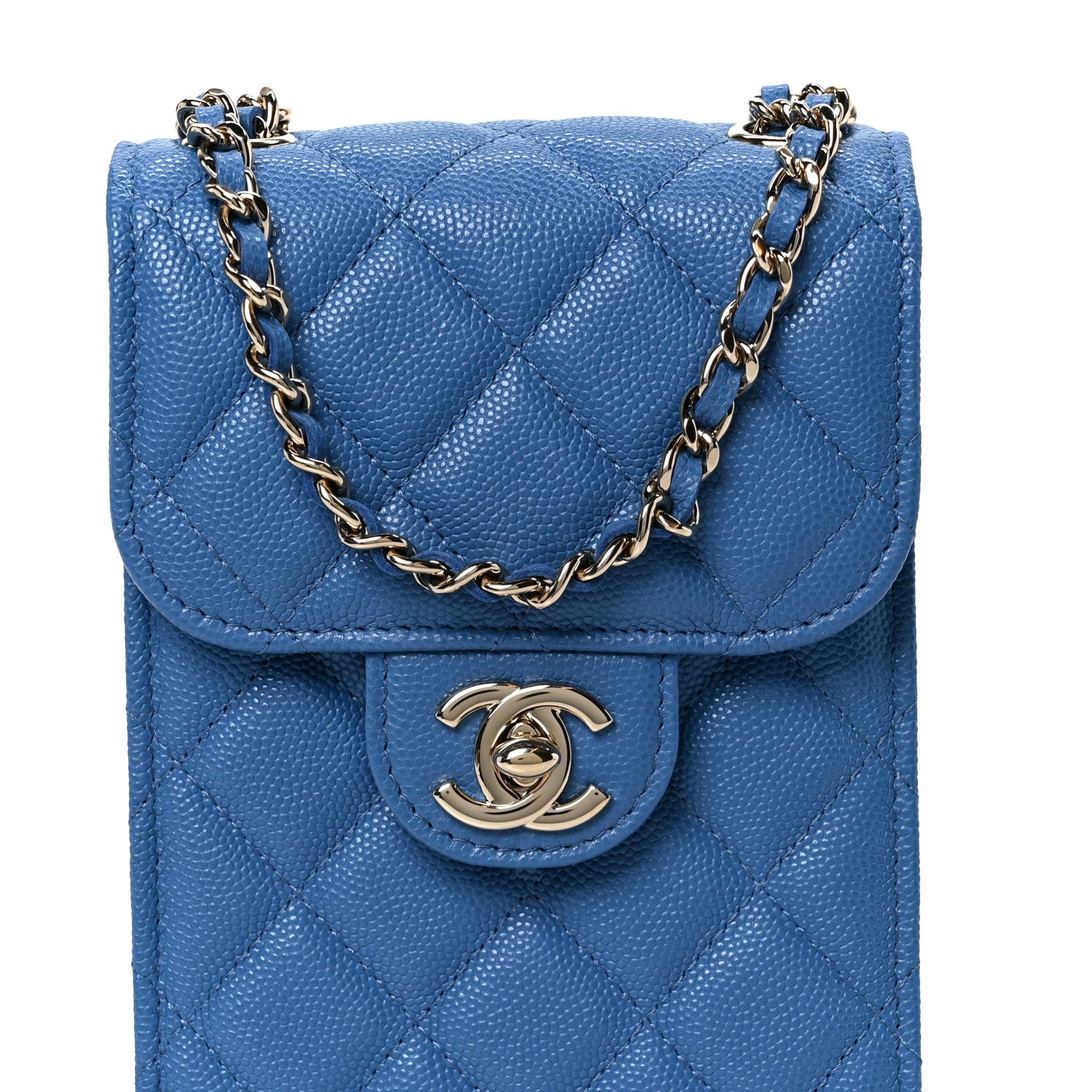 Chanel Caviar Quilted Classic Phone Holder Blue 9 of 12