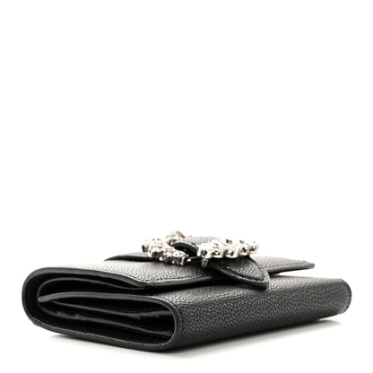 Jimmy Choo Calfskin Crystal Cheri Compact Wallet Black 3 of 17