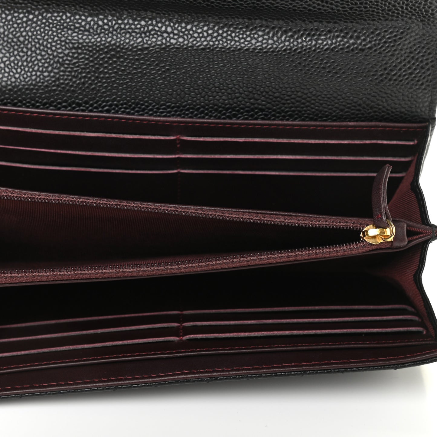 Caviar Quilted Large Gusset Flap Wallet Black
